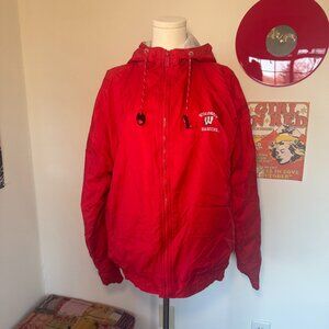 Wisconsin Badgers College Football Red and White Windbreaker Cotton Inside